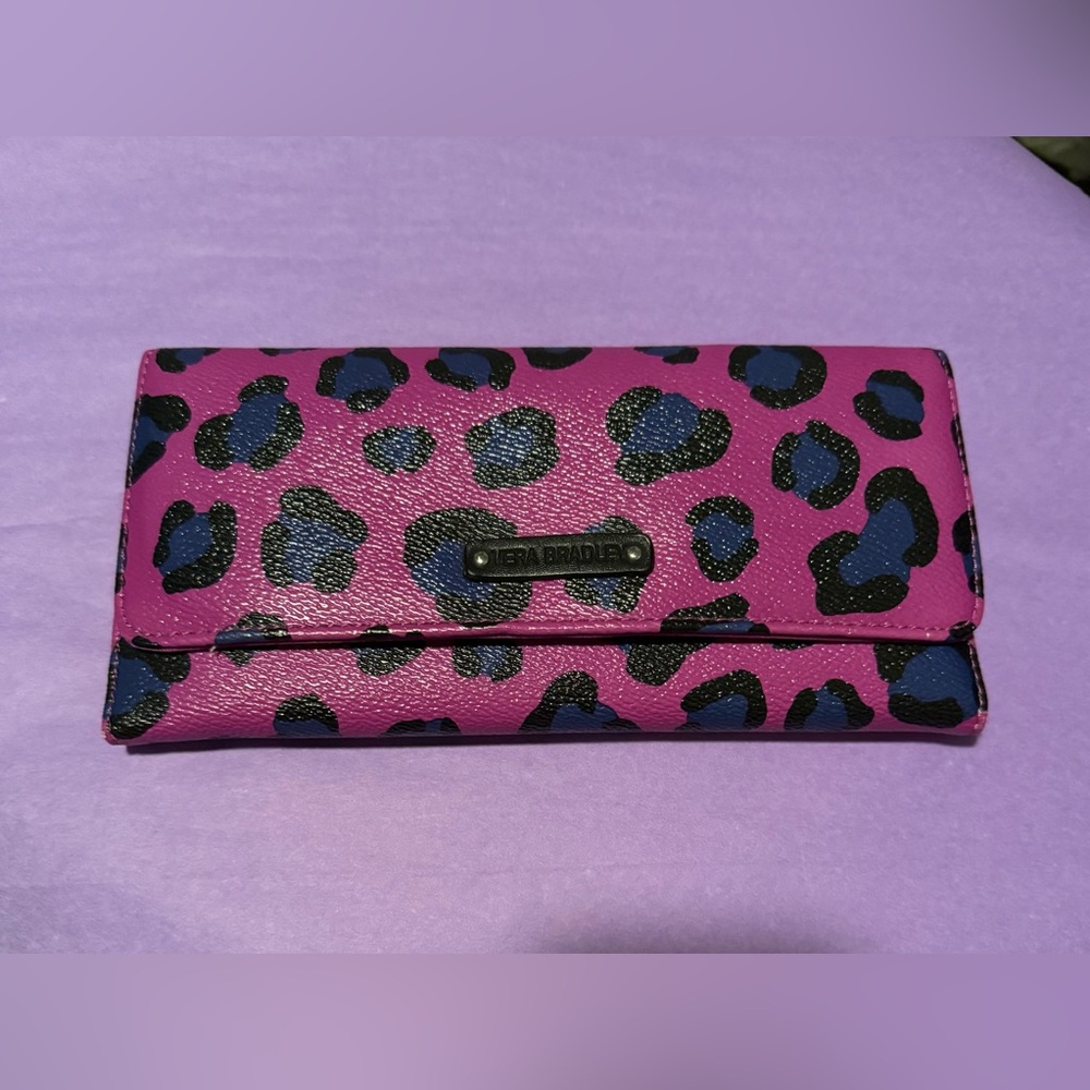 Vera Bradley Trifold Wallet.African Violet Pattern.  EUC